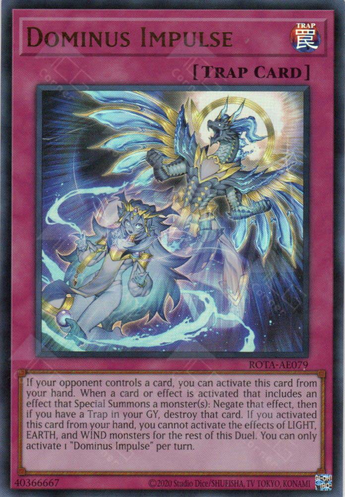 ROTA-EN079 Dominus Impulse : Quarter Century Secret Rare 1st Edition YuGiOh Card ROTA-EN079 Dominus Impulse : Quarter Century Secret Rare 1st Edition YuGiOh Card