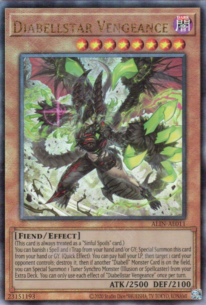 yugioh card half angel half demon ALIN-EN011 Diabellstar Vengeance : Secret Rare 1st Edition Mint YuGiOh Card
