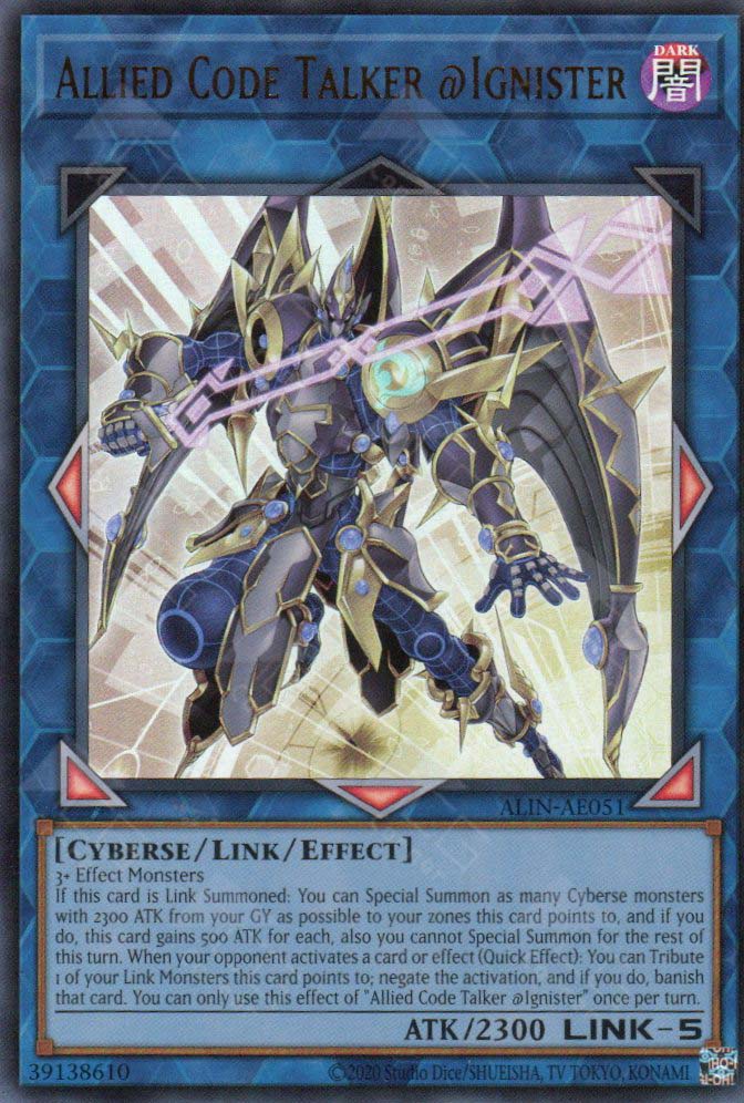 YuGiOh Trading Card Game Alliance Insight Quarter Century Secret Rare Allied Code Talker @Ignister ALIN-EN051 YuGiOh Trading Card Game Alliance Insight Quarter Century Secret Rare Allied Code Talker @Ignister ALIN-EN051