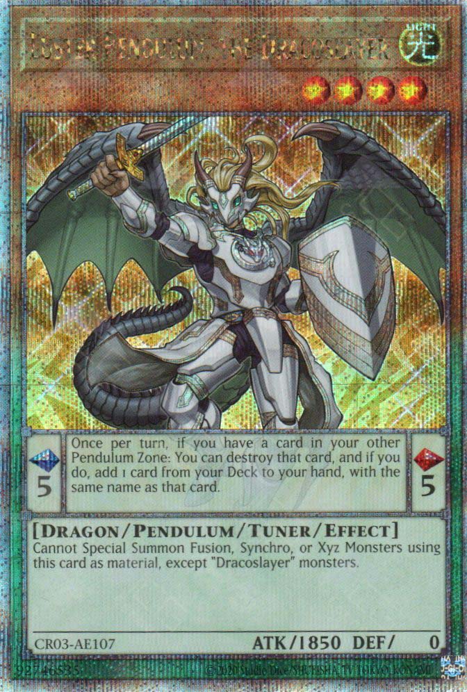 Yugioh Deck Pendulum CR03-AE107 Luster Pendulum, the Dracoslayer (QCSR) TCG Corner YuGiOh Master of Pendulum Yugioh Deck Pendulum CR03-AE107 Luster Pendulum, the Dracoslayer (QCSR) TCG Corner YuGiOh Master of Pendulum