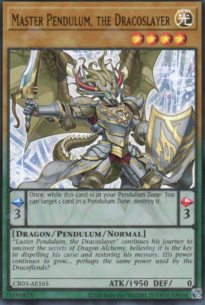 yugioh dracoslayer cards CR03-AE165 Master Pendulum, the (UR) Sealed or Ripped Live:Sealed Live Break Dragon/Pendulum Raichu (RC9/83) - Generations