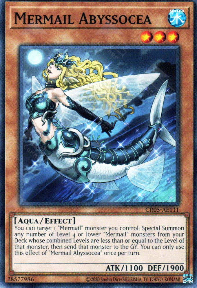 yugioh mermail deck 2020 CR05-AE111 Abyssocea (N) – TCG Corner Certification ID:119940620 Gold Holo add 1 Mermail monster CR02-AE169 Soul of Fire