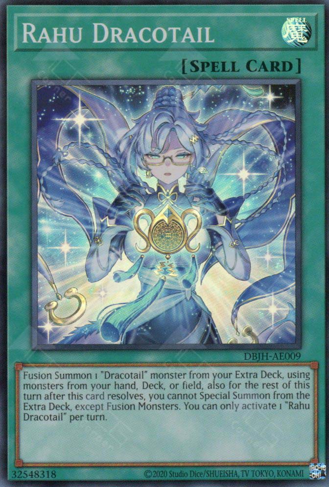 YuGiOh Trading Card Game Justice Hunters Super Rare Rahu Dracotail JUSH-EN009