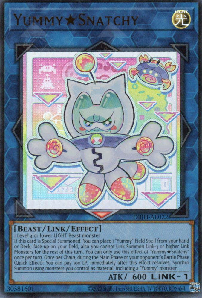 JUSH-EN022 Yummy Snatchy : Ultra Rare 1st Edition Mint YuGiOh Card
