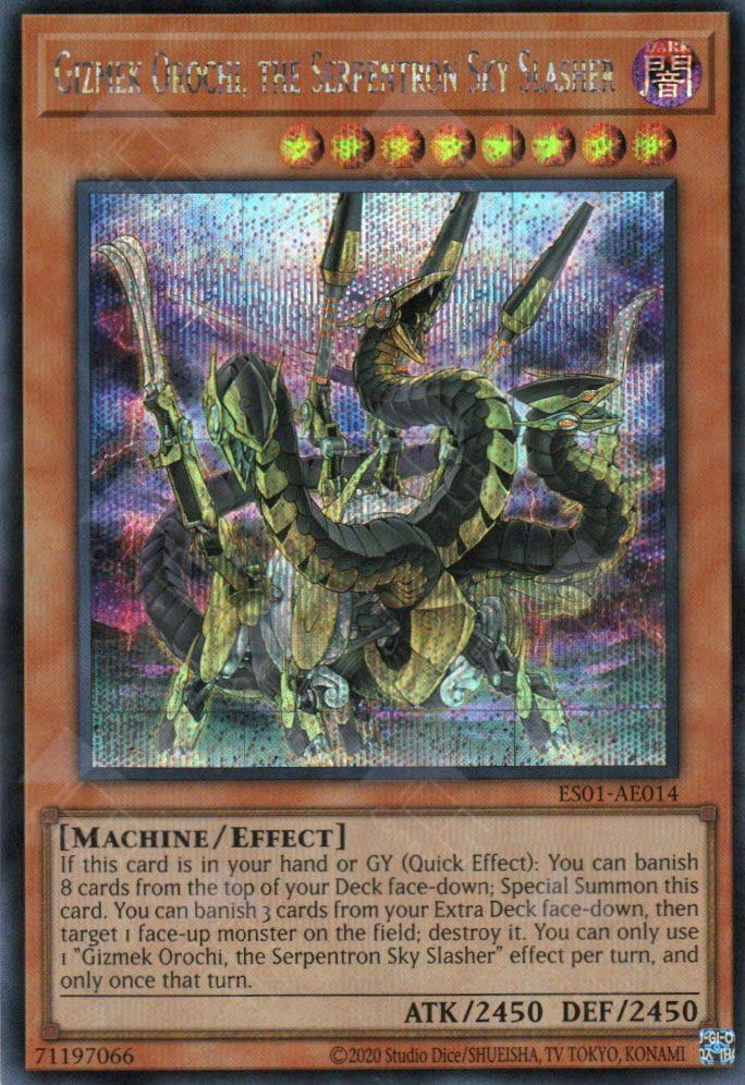 ES01-AE014 Gizmek Orochi, the Serpentron Sky Slasher (SER) ES01-AE014 Gizmek Orochi, the Serpentron Sky Slasher (SER)