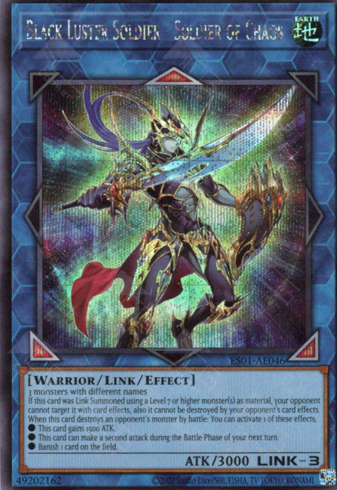 BLHR-EN046 Black Luster Soldier - Soldier of Chaos Secret Rare 1st Edition Mint YuGiOh Card BLHR-EN046 Black Luster Soldier - Soldier of Chaos Secret Rare 1st Edition Mint YuGiOh Card
