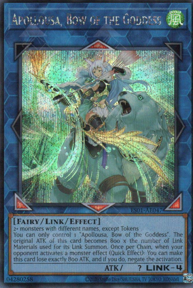 YuGiOh Rising Rampage Secret Rare Apollousa, Bow of the Goddess RIRA-EN048 YuGiOh Rising Rampage Secret Rare Apollousa, Bow of the Goddess RIRA-EN048