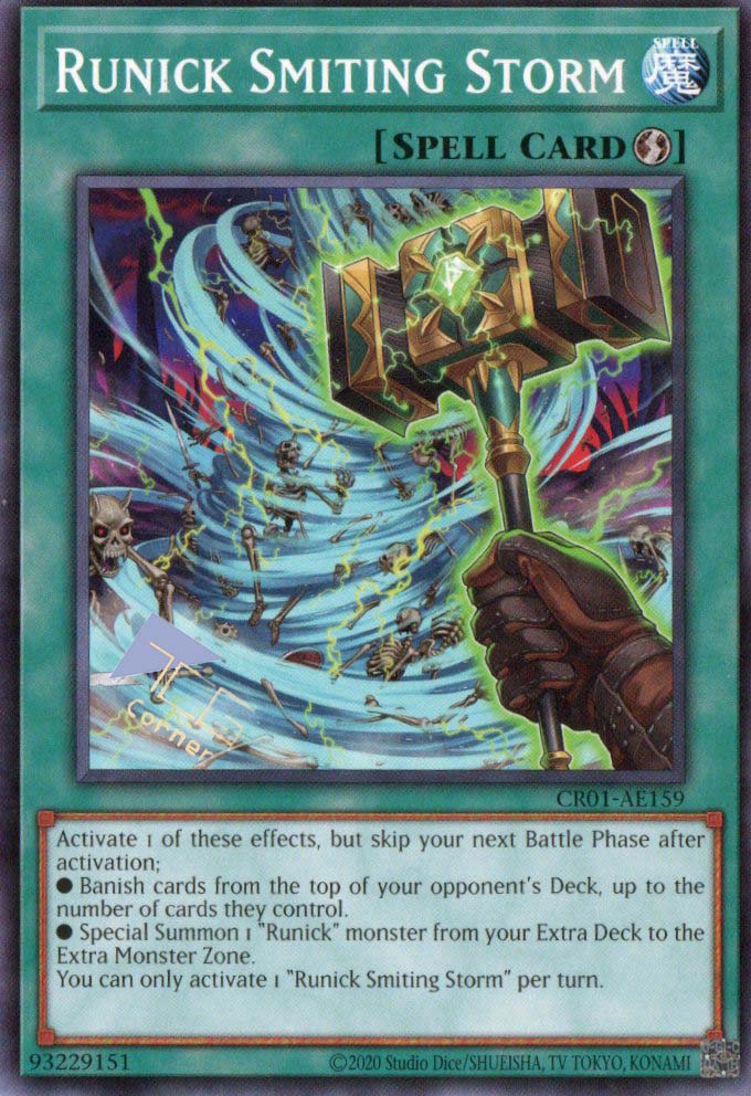 runick cards yugioh Stun Deck 55 Fountain Tip Hugin Destruction Tournament Ready but skip your next Battle Phase after activation CR01-AE159 Runick Smiting Storm (N)
