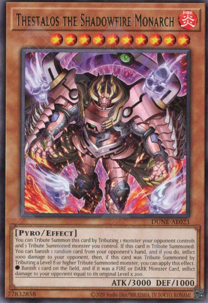 new monarch cards yugioh YuGiOh Trading Card Game Duelist Nexus Super Rare Thestalos the Shadowfire Monarch DUNE-EN023