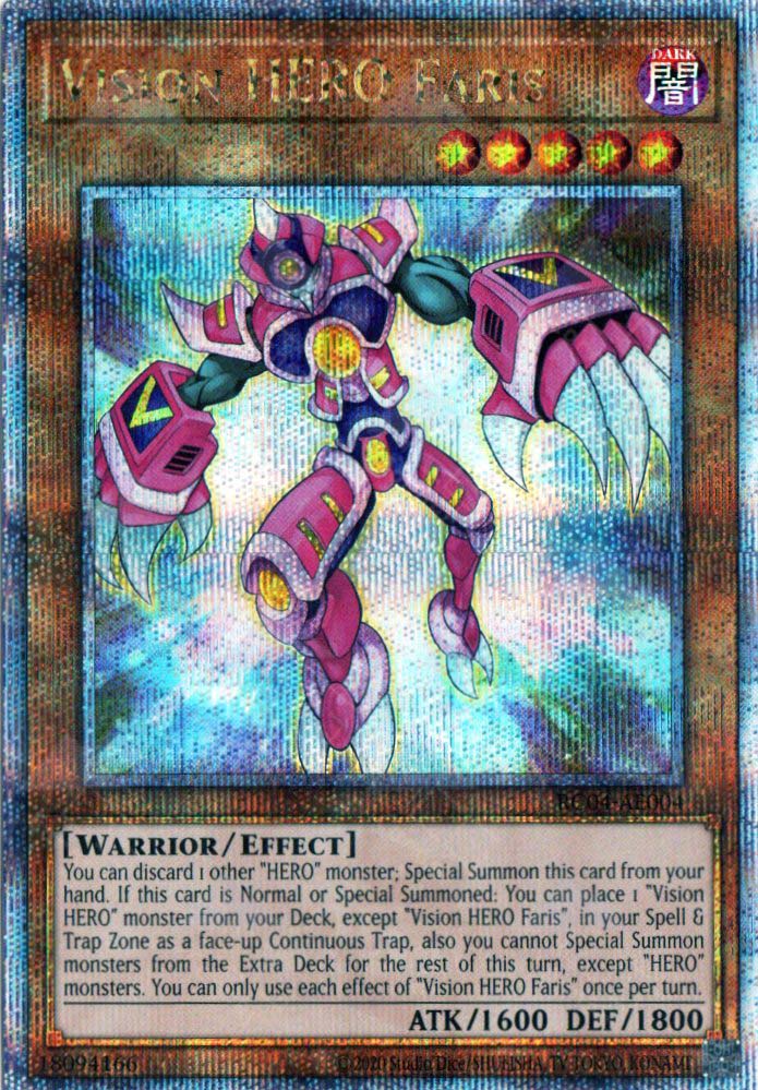 yugioh vision hero cards RC04-AE004 Faris (QCSR) Style:Masters of Evil Trap Zone that are 1st edition yugioh cards master_set_tracker