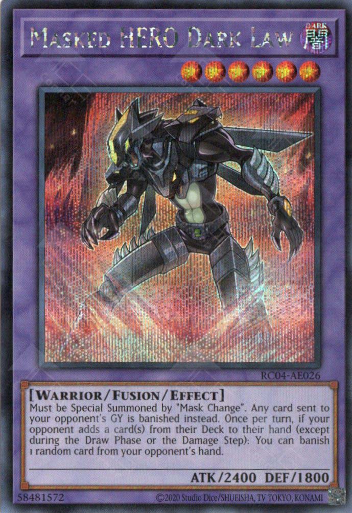 yugioh mask cards RC04-AE026 Masked HERO Dark Law (SER) – TCG Corner