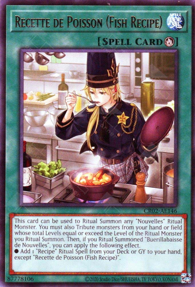 yugioh fish cards CR02-AE146 Recette de Poisson (Fish Recipe) (R) – TCG Corner