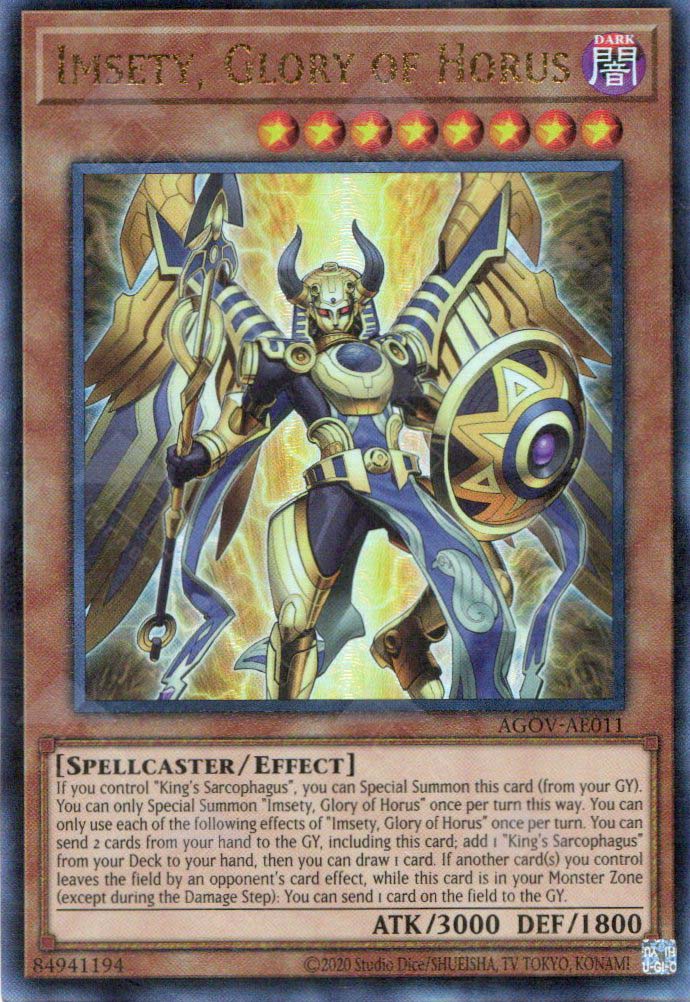 YuGiOh Age of Overlord Secret Rare Imsety, Glory of Horus AGOV-EN011