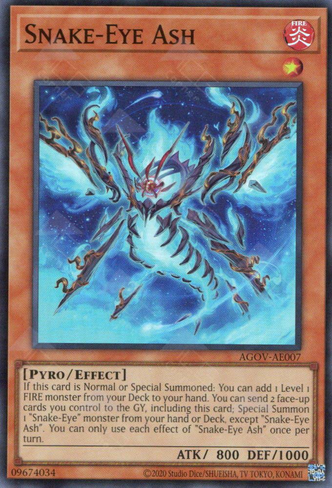 YuGiOh Age of Overlord Super Rare Snake-Eye Ash AGOV-EN007