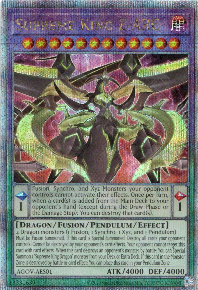 yugioh arc v zarc card Supreme King Z-ARC This is of the Secret Rare rarity. Yu-Gi-Oh Card News: NEW ZARC