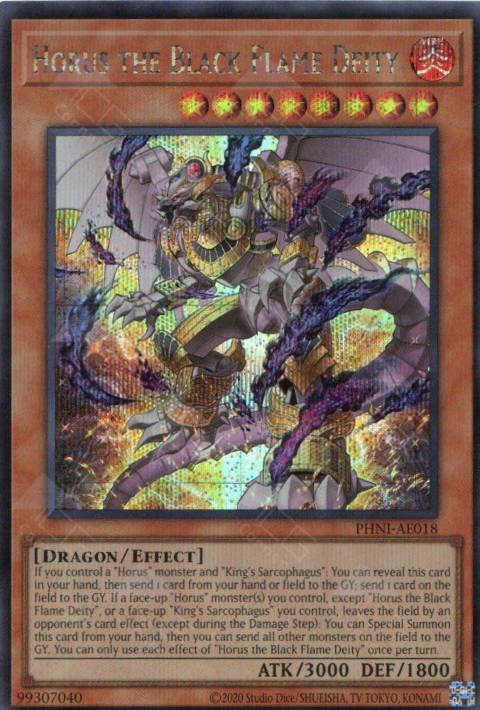 PHNI-AE018 Horus the Black Flame Deity (SER) TCG Corner PHNI-AE018 Horus the Black Flame Deity (SER) TCG Corner