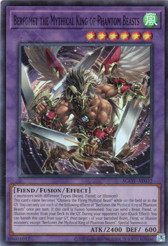 AGOV-EN032 Berfomet the Mythical King of Phantom Beasts :: Super Rare 1st Edition YuGiOh Card AGOV-EN032 Berfomet the Mythical King of Phantom Beasts :: Super Rare 1st Edition YuGiOh Card