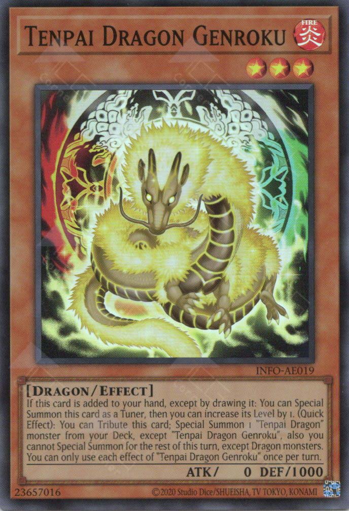 INFO-EN019 Tenpai Dragon Genroku : Ultra Rare 1st Edition YuGiOh Card INFO-EN019 Tenpai Dragon Genroku : Ultra Rare 1st Edition YuGiOh Card