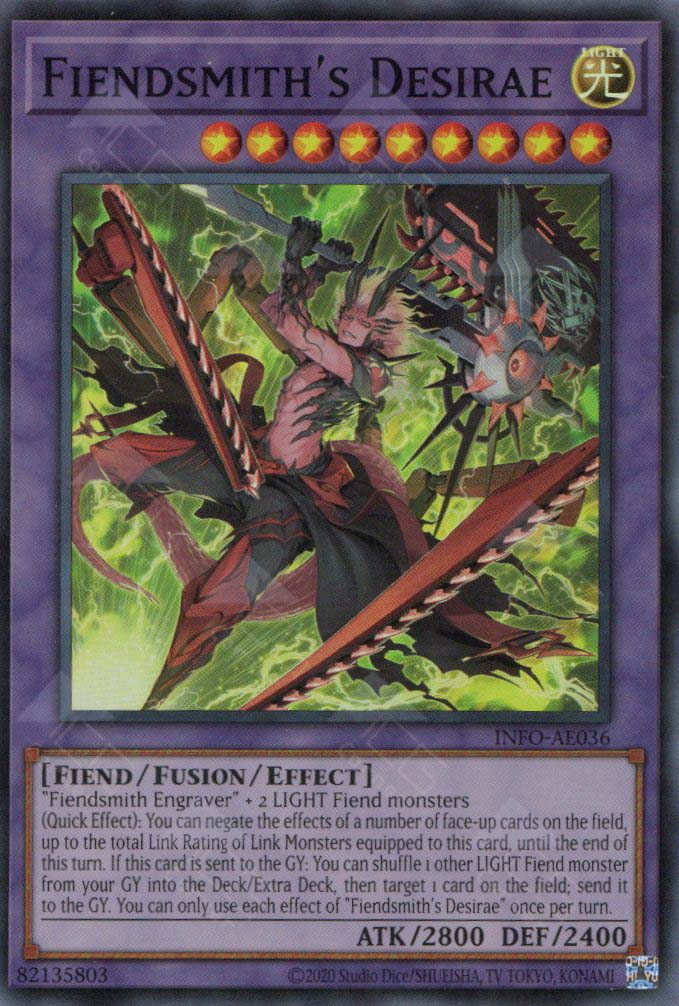 fiendsmith yugioh cards YuGiOh Trading Card Game The Infinite Forbidden Super Rare Fiendsmith's Desirae INFO-EN036