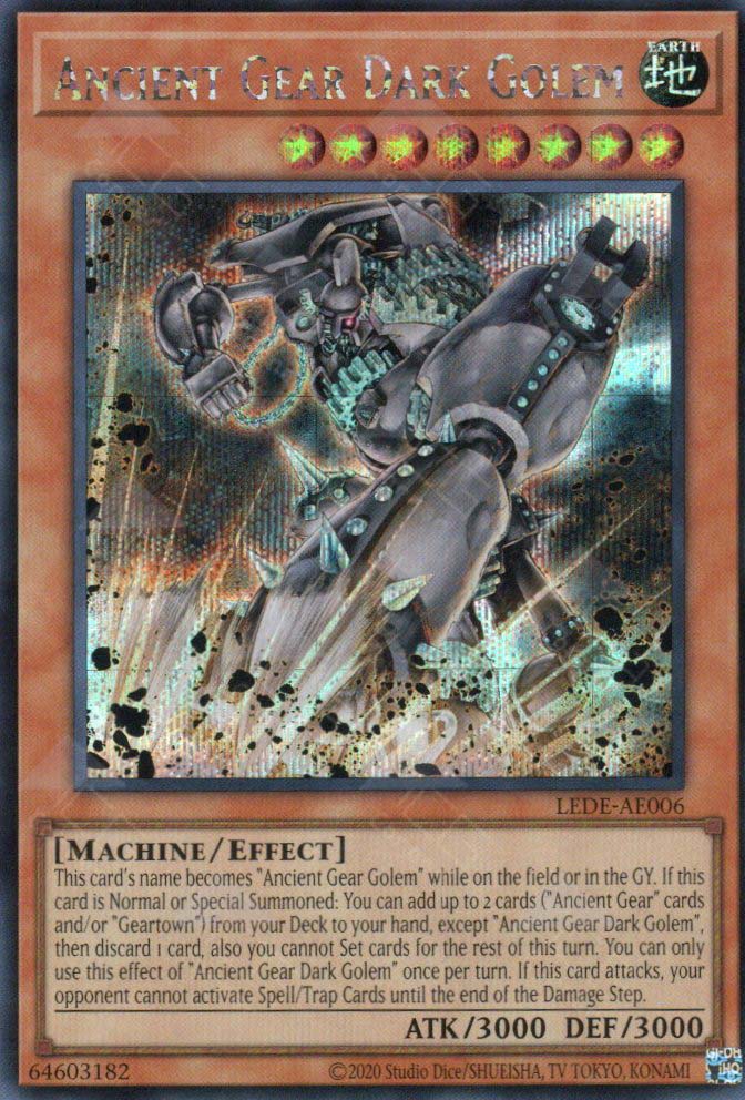 dark machine monsters yugioh LEDE-AE006 Ancient Gear Dark Golem (SER) – TCG Corner