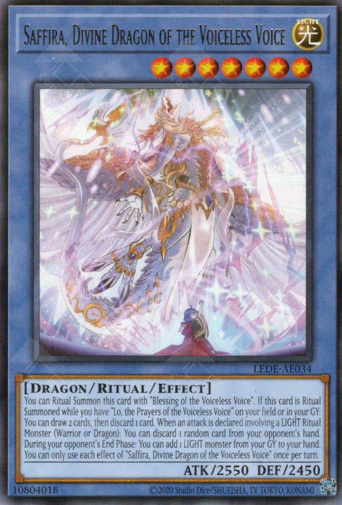 divine cards in yugioh LEDE-AE034 Saffira, Divine Dragon of the Voiceless Voice (R) – TCG Corner