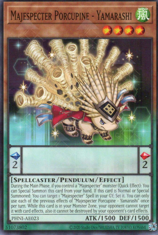hedgehog yugioh card PHNI-AE023 Majespecter Porcupine