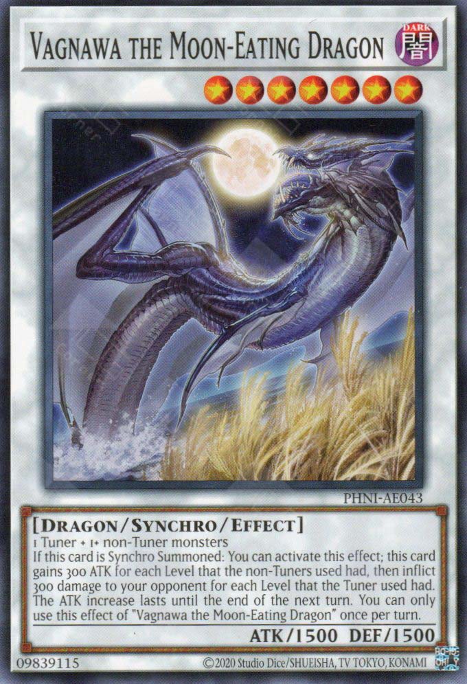 moon yugioh card PHNI-EN043 Vagnawa the Moon-Eating Dragon :: Common 1st Edition YuGiOh Card