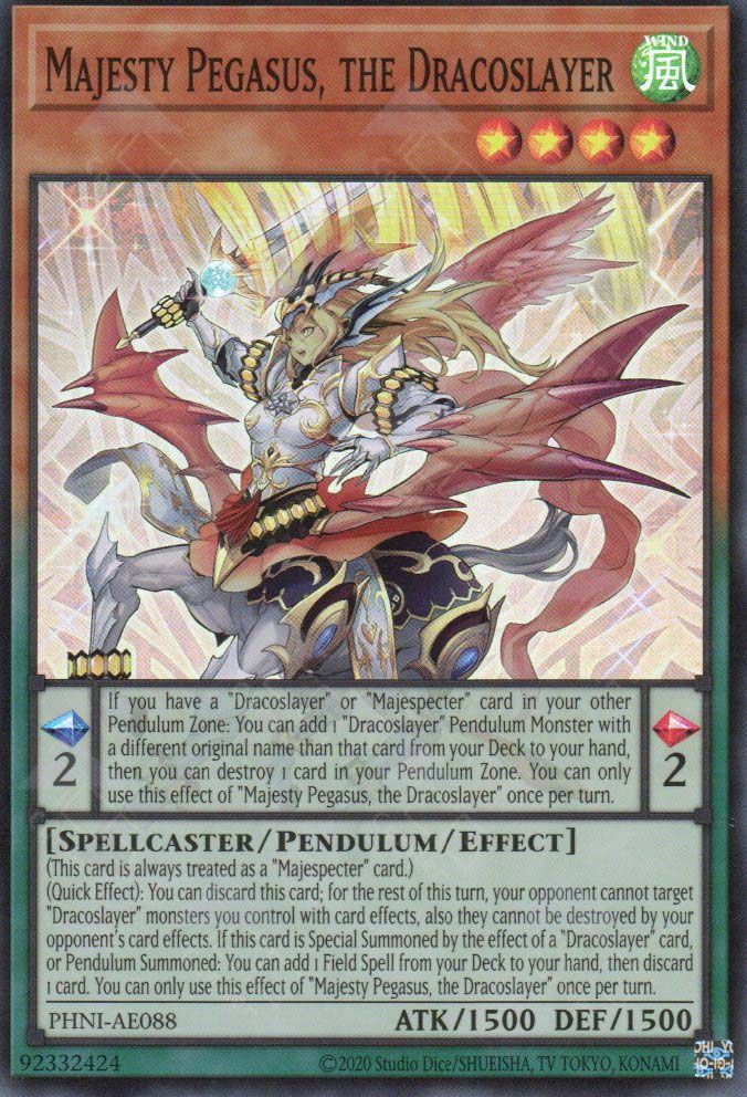 pegasus card yugioh PHNI-AE088 Majesty Pegasus, the Dracoslayer (SR) – TCG Corner