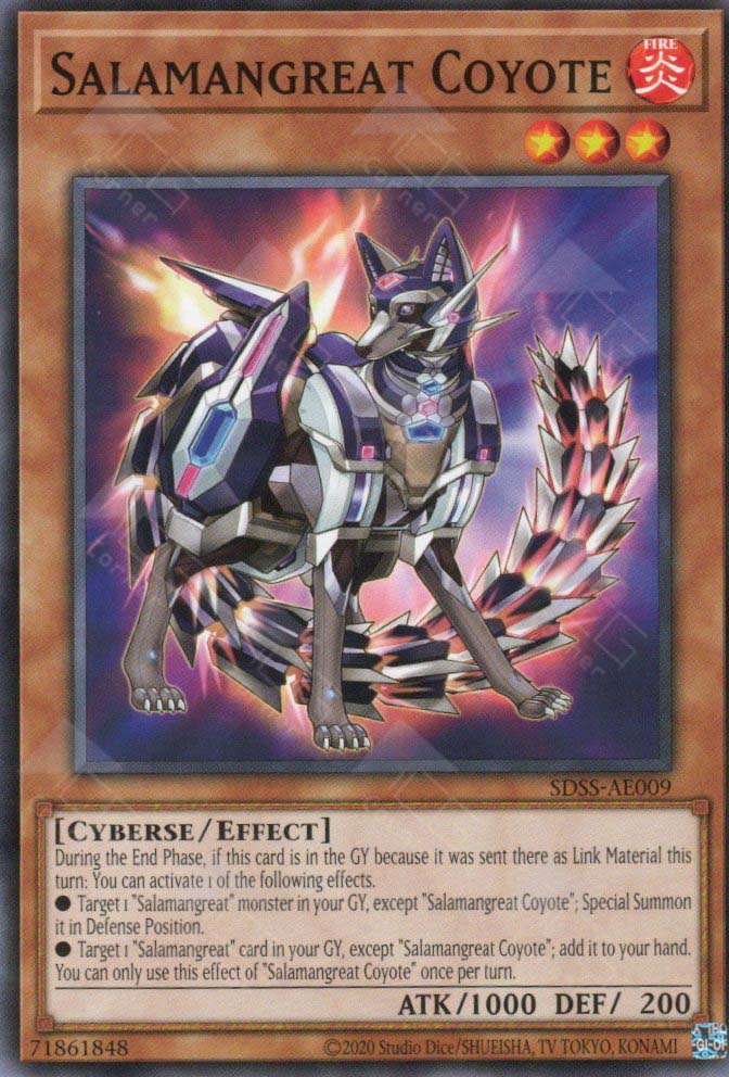 YuGiOh Dark Neostorm Super Rare Salamangreat Coyote RIRA-ENSE1