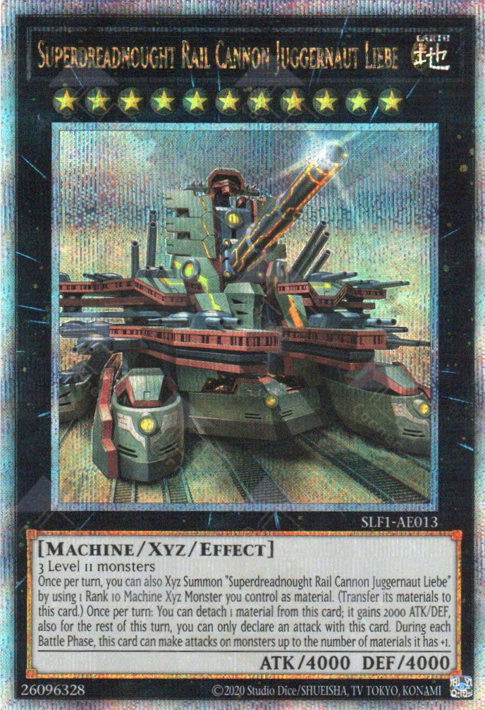 SLF1-AE013 Superdreadnought Rail Cannon Juggernaut Liebe (QCSR) (Alternate Art) (Status A) SLF1-AE013 Superdreadnought Rail Cannon Juggernaut Liebe (QCSR) (Alternate Art) (Status A)