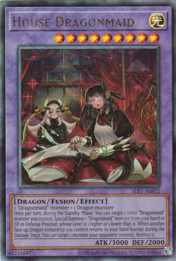 Yugioh Ghost Rare Yu-Gi-Oh! Card: House Dragonmaid (Alternate Art) - Normal  Parallel Rare SLF1-JP065 From Selection 5 Yugioh Marshmallon