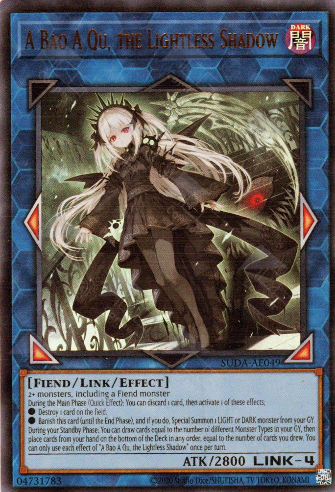 shadow cards yugioh YuGiOh Trading Card Game Supreme Darkness Secret Rare A Bao A Qu, the Lightless Shadow Suda-en049