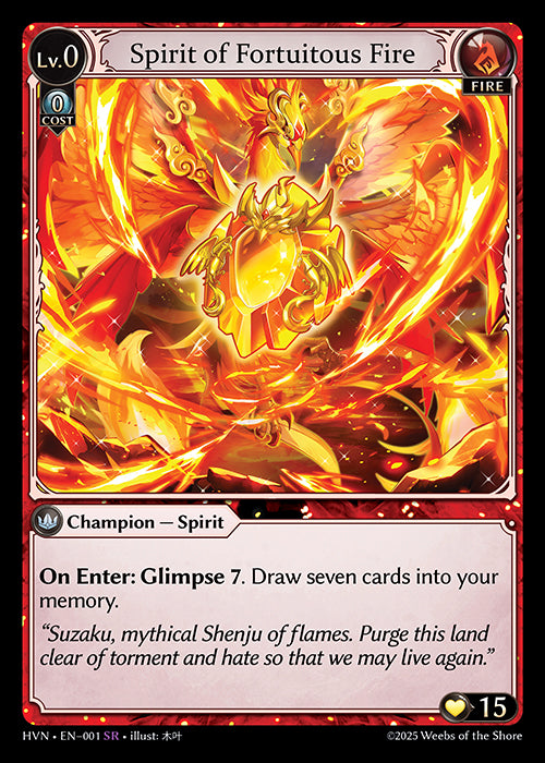 HVN-001 Foil-Spirit of Fortuitous Fire (Super Rare)