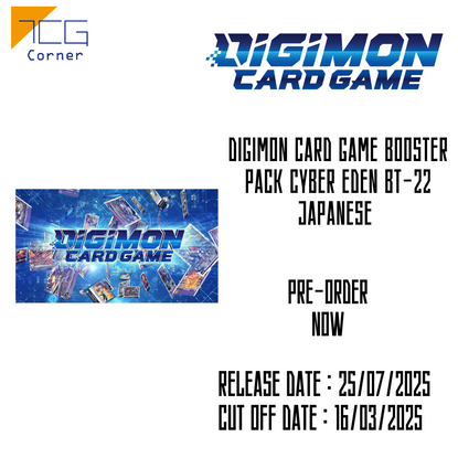 Digimon Card Game Booster Pack CYBER EDEN BT-22 Japanese Pre-Order