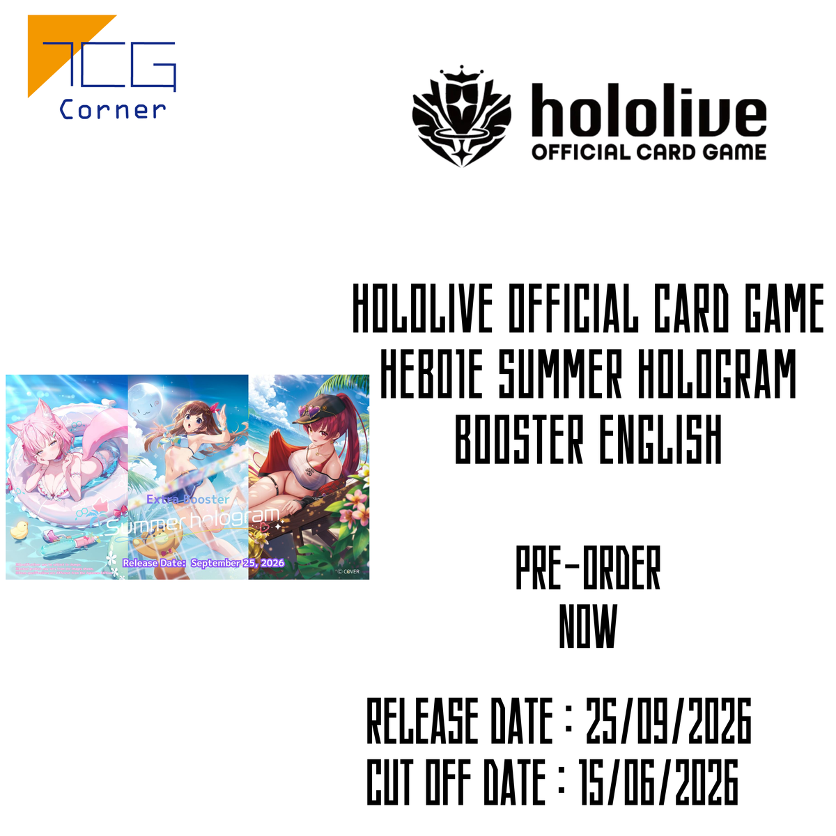 Hololive Official Card Game hEB01e Summer hologram Booster English Pre-Order