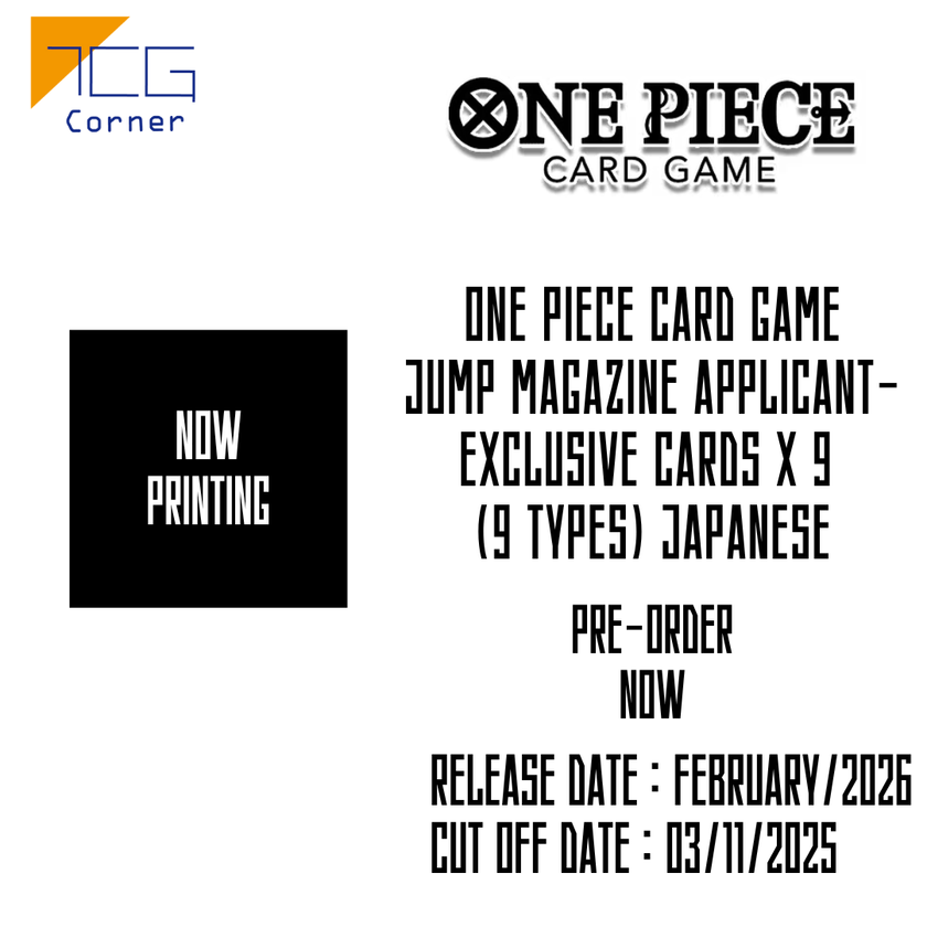 One Piece Card Game Jump Magazine Applicant-Exclusive Cards x 9 (9 types) Japanese Pre-Order