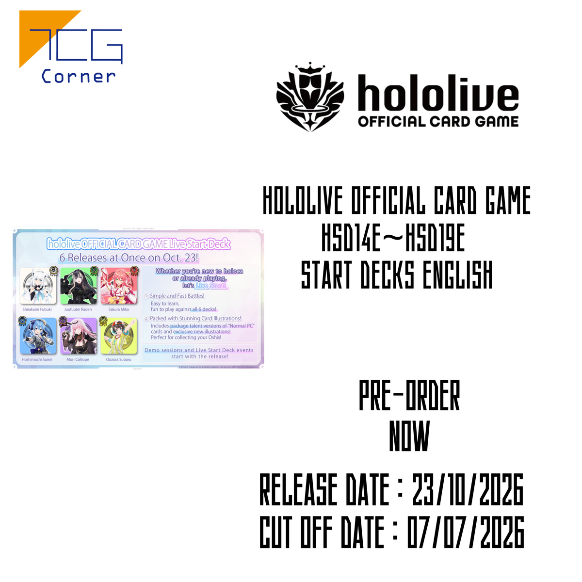 Hololive Official Card Game hOCG-hSD14E~19E Starter English Pre-Order