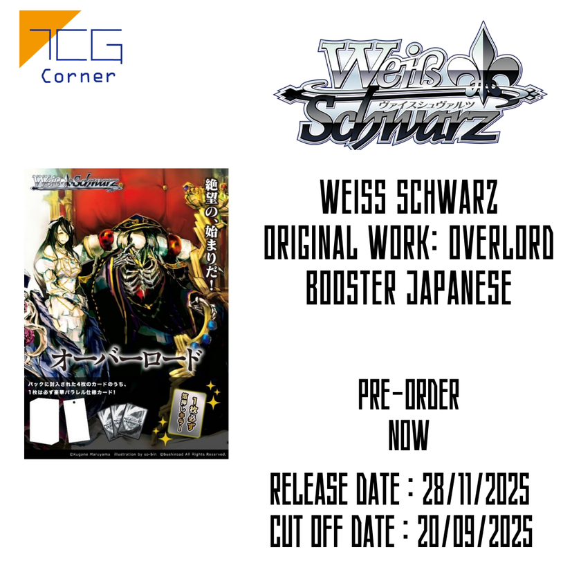 Weiss Schwarz Original Work: Overlord Booster Japanese Pre-Order Weiss Schwarz Original Work: Overlord Booster Japanese Pre-Order