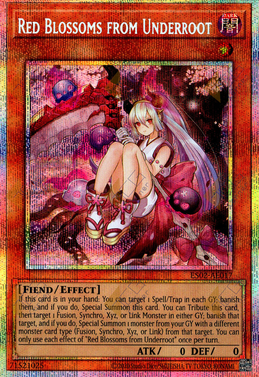 ES02-AE017 Red Blossoms from Underroot (Prismatic Secret Rare)