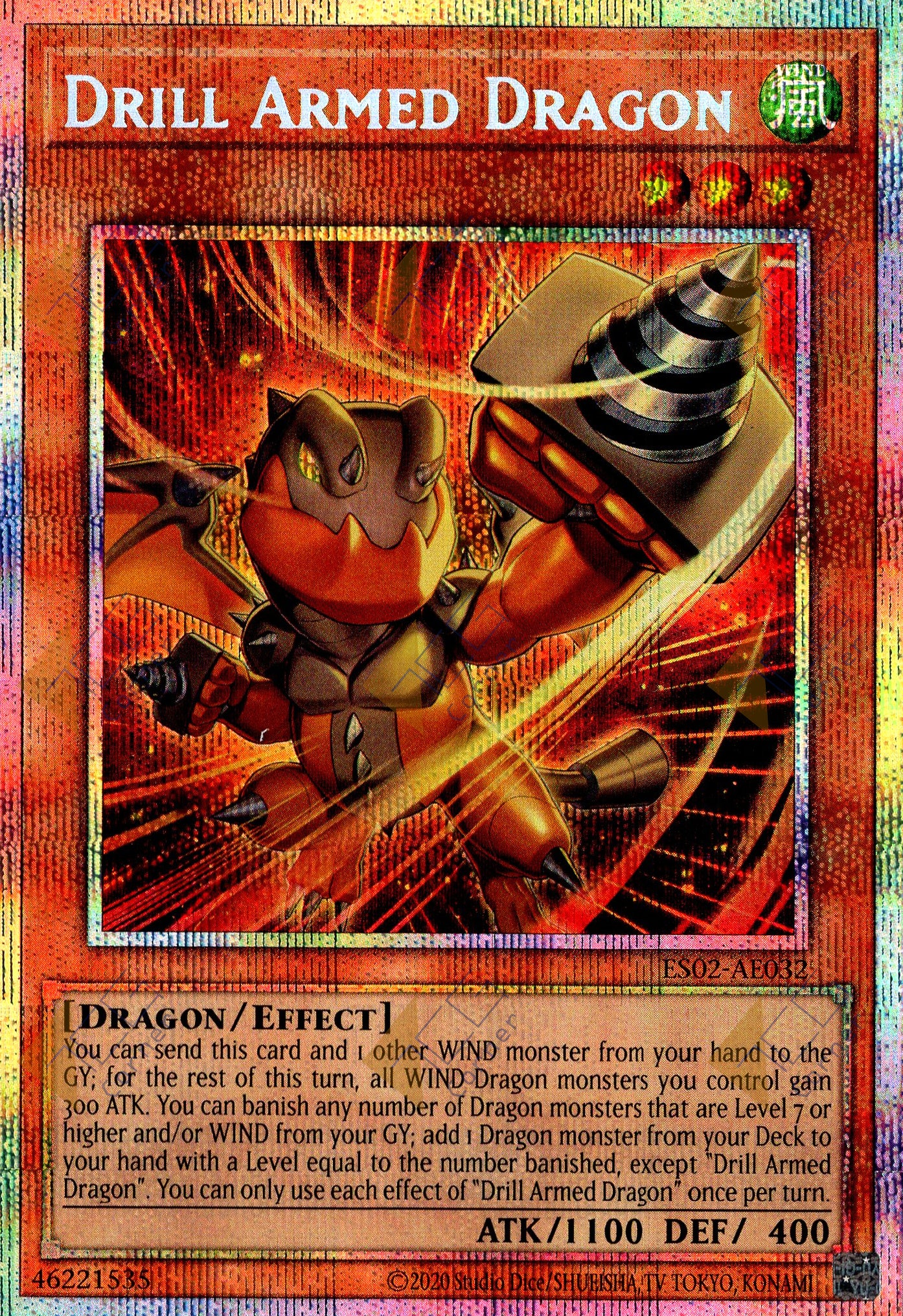 ES02-AE032 Drill Armed Dragon (Prismatic Secret Rare)