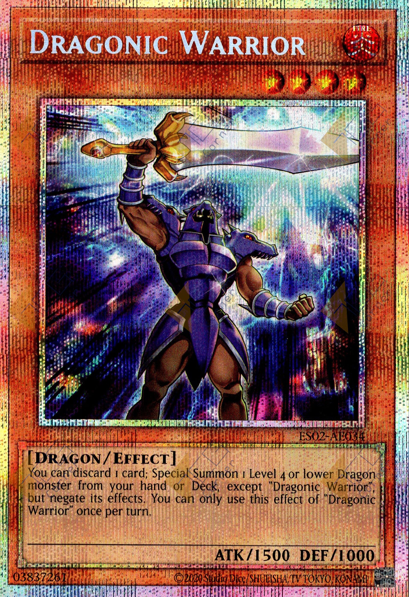 ES02-AE034 Dragonic Warrior (Prismatic Secret Rare)