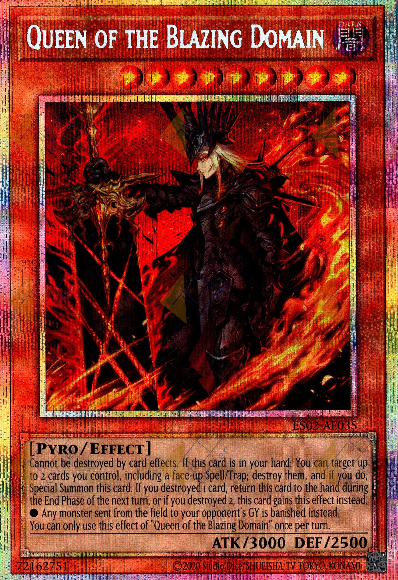 ES02-AE035 Queen of the Blazing Domain (Prismatic Secret Rare)