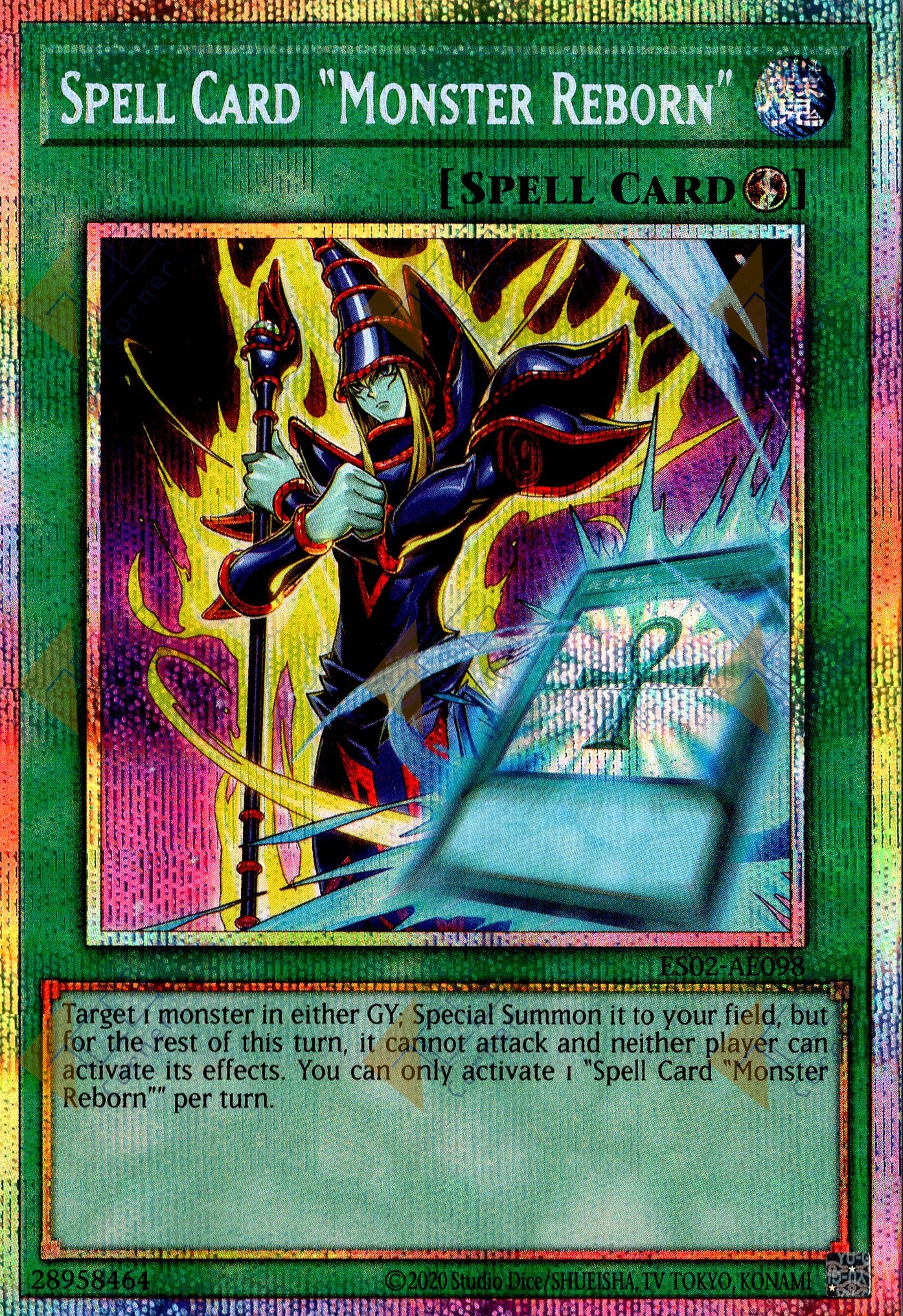 ES02-AE098 Spell Card Monster Reborn (Prismatic Secret Rare)