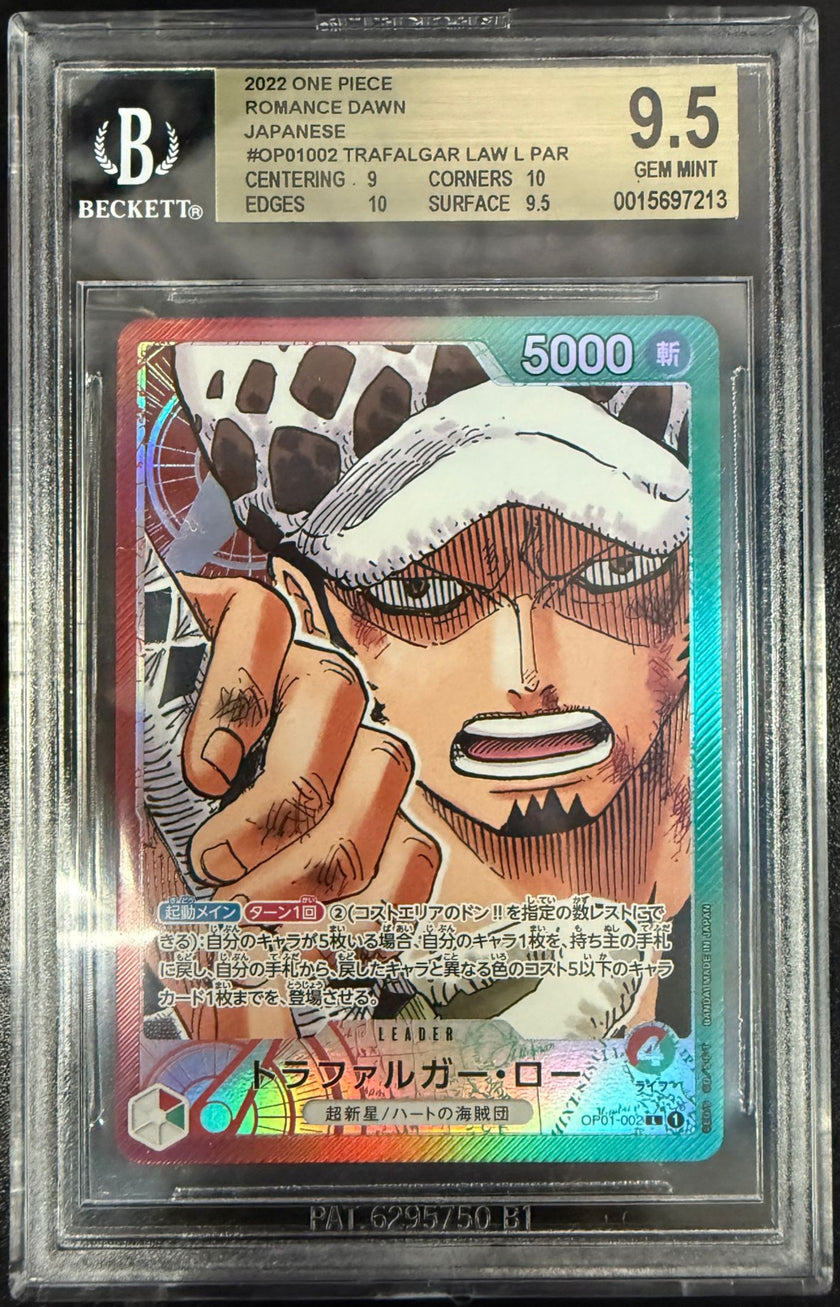 2022 One Piece Romance Dawn Japanese #OP01002 Trafalgar Law L Par BGS9.5