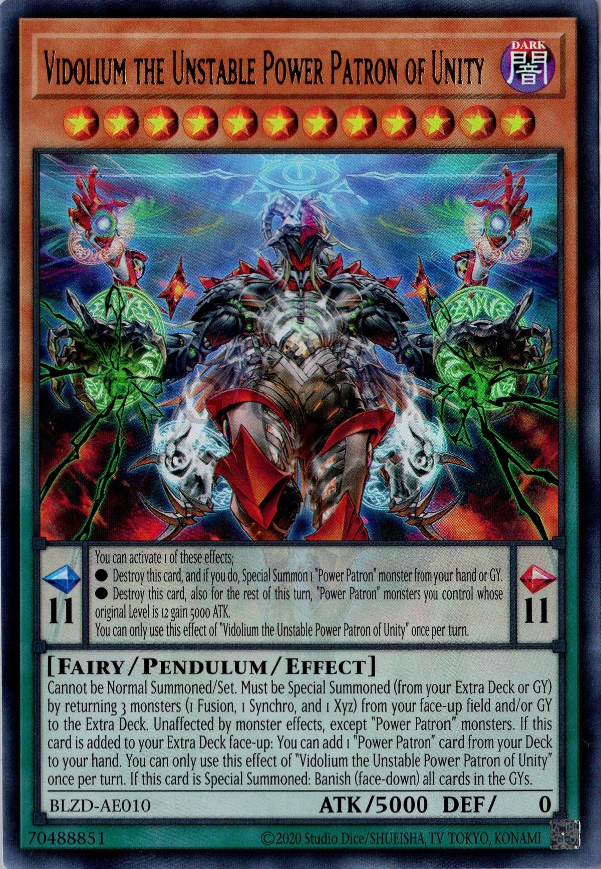 BLZD-AE010 Vidolium the Unstable Power Patron of Unity (UR)